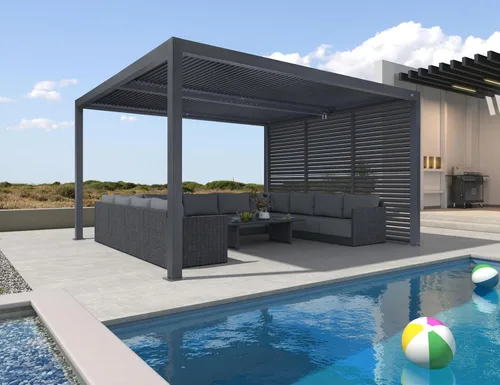 Miniatura 23 de PURPLE LEAF 94AS - Pérgola pequeña de aluminio compacto de 10 x 12 pies con techo rígido con listones ajustables para patio, cubierta de terraza