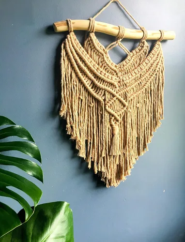 Miniatura 2 de Wild Cotton Fiber Arts - Arte de macramé hecho a mano 100% algodón natural para colgar en la pared en la rama de madera flotante, decoración bohemia