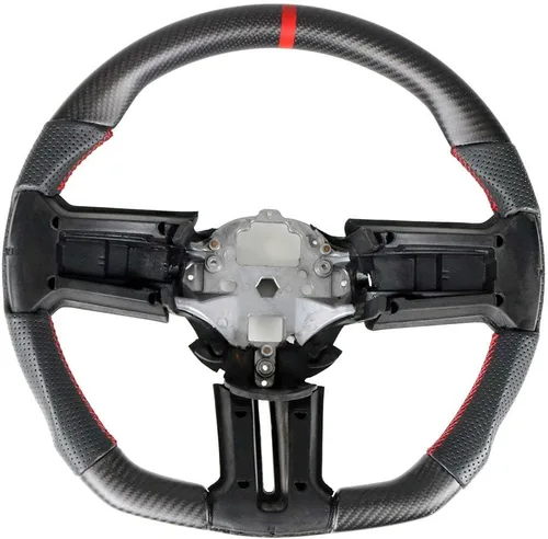 Miniatura 20 de IKON MOTORSPORTS, Volante compatible con Ford Mustang 2010-2014, Kit de reemplazo de cuerpo de volante en fibra de carbono y cuero con costura azul