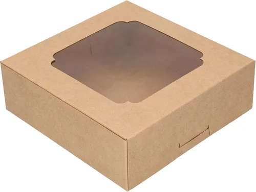 Miniatura 10 de Paquete de 20 cajas de panadería con ventana pequeñas de 6 x 6 x 2 pulgadas para galletas, dulces, pasteles, brownie, pastel de gasa, tarta, tarta