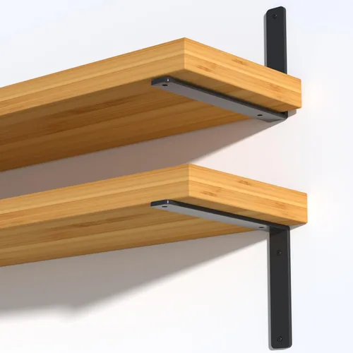 Miniatura 3 de Paquete de 16 soportes de hierro en L, negro, 10 pulgadas de largo x 6 pulgadas de alto x 1.5 pulgadas de ancho, 13/64 pulgadas de grosor