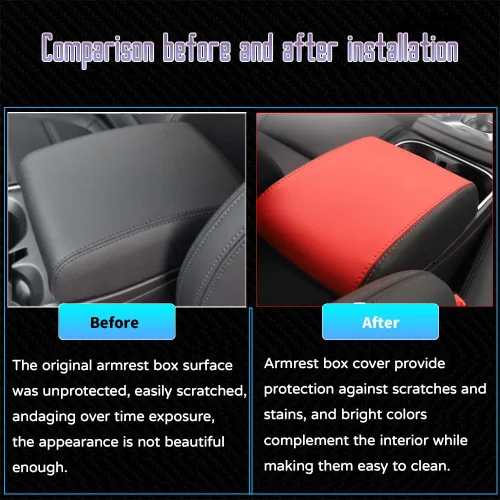 Miniatura 2 de Accesorios interiores personalizados para E-PACE EPACE 2018 2019 2020 2021 2022 2023 piel sintética para consola central reposabrazos cubierta