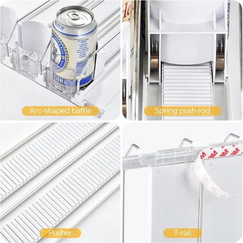 Miniatura 5 de OTraki Organizador de bebidas para refrigerador, dispensador de bebidas de 3 filas para refrigerador, dispensador de soportes de latas de ahorro