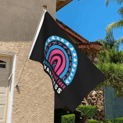 Miniatura 3 de Bandera de 3 x 5 pies para embarazo, concientización sobre la pérdida del bebé, arco iris, de doble cara, grande para pared, dormitorio, sala