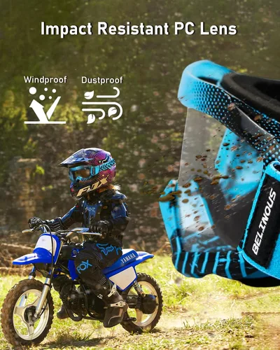 Miniatura 4 de BELINOUS - Gafas de protección para niños para ATV, moto de cross, motocicleta, motocross MX, gafas de moto de cross para jóvenes para niños de 3 a