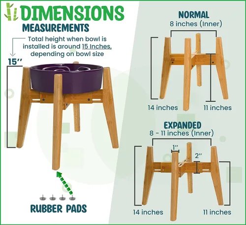 Miniatura 4 de Soporte para Cuencos de Perros (14 Pulgadas de Alto) - Ideal para Razas Grandes, Usar para Elevar y Alzar Platos de Mascotas, Fuentes de Agua