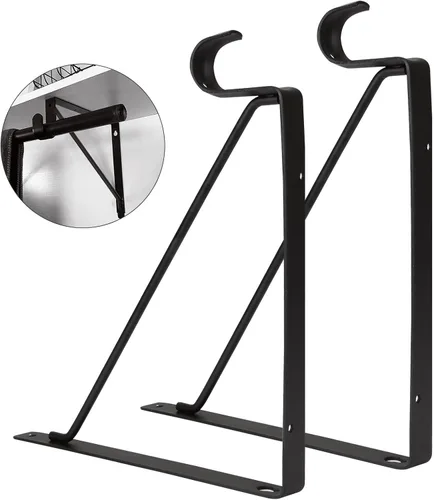 Miniatura 6 de Paquete de 4 soportes de barra de armario resistentes de 11 x 11 x 1 pulgadas, soporte de acero negro para colgar soportes de barra de ropa