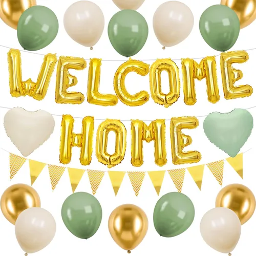 Miniatura 9 de Decoraciones Welcome Home Negro Azul Plateado, Pancarta de Globos de Papel de Aluminio Negro Welcome Home con Globos de Corazón Azul Marino Banderín