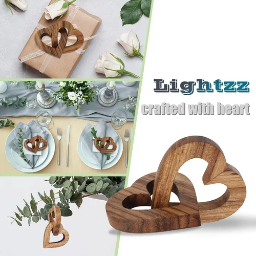 Miniatura 6 de Lightzz Regalos románticos de corazón para el día de San Valentín para ella, forma de corazones de madera hechos a mano para pareja, esposa, marido