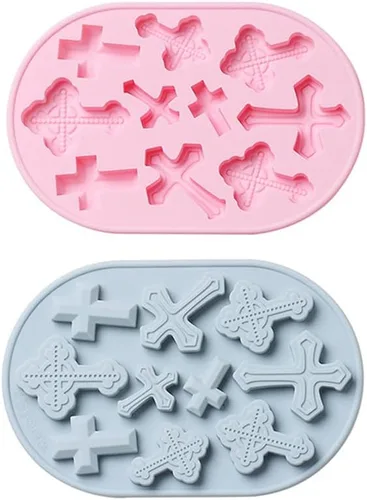 Miniatura 9 de 2 paquetes de moldes de silicona en forma de cruz, moldes de silicona para dulces de hielo, gomosas de chocolate, para decoración de pasteles, Azul