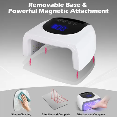 Miniatura 5 de Linssy Lámpara de uñas inalámbrica LED UV de 96 W, secador de uñas con 42 cuentas, luz UV para manicura de uñas de gel para uñas de manos y pies