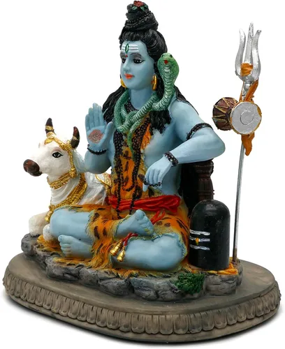 Miniatura 8 de alikiki Estatua de Dios indio Señor Shiva – Regalos para indio hindú de 6.7 pulgadas de alto, ídolo Shiva con vaca, regalos de regreso indio