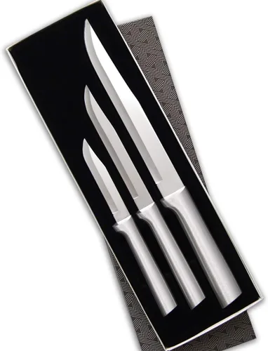 Rada Cubiertos de regalo de inauguración de la casa (S02), juego de cuchillos de 3 piezas, cuchillas de acero inoxidable, mango plateado