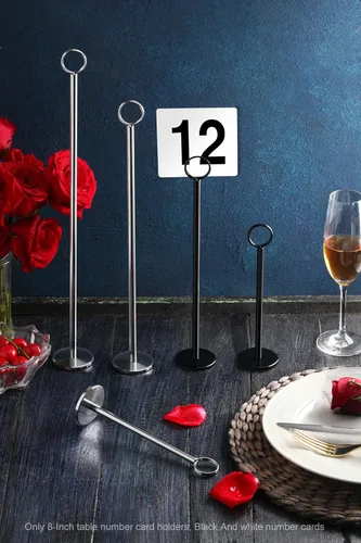 Miniatura 6 de New Star Foodservice 27693 - Soporte para tarjetas de números de mesa con clip de anillo, con tarjetas de números, 1 a 24, juego de 24, 8 pulgadas