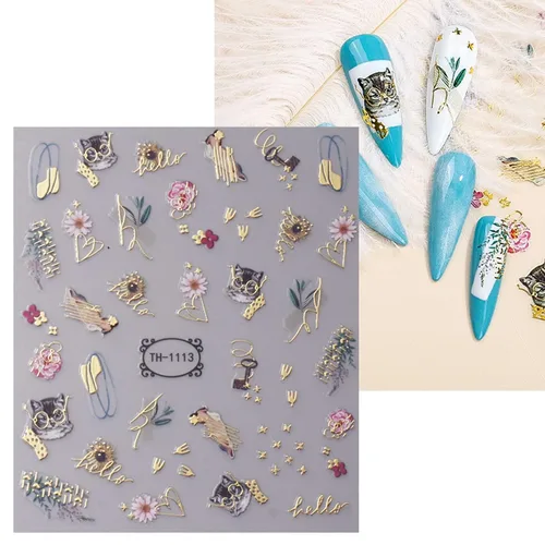 Miniatura 5 de jmeowio 8 hojas de calcomanías de arte de uñas con punta francesa de mármol, calcomanías autoadhesivas para uñas, suministros de uñas, accesorios