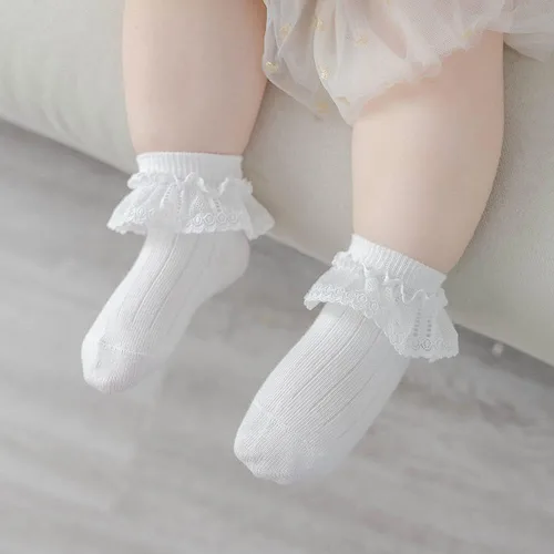 Miniatura 4 de QandSweet Calcetines de encaje para niñas recién nacidas para bebés y niños pequeños