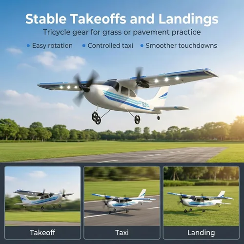 Miniatura 3 de Avión RC, avión RC, 2.4 GHz, 2 canales RTF RC con giroscopio de 3 ejes para principiantes, juguetes fáciles de acelerar con 2 baterías adicionales