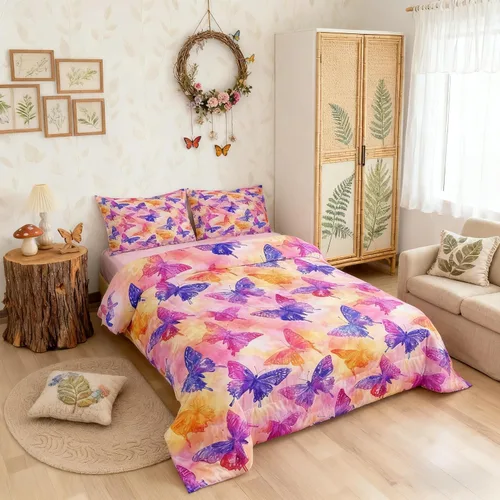 Miniatura 27 de Castle Fairy Daisy Florals Comforter Set Twin Size,Hippie Flowers Bedding Set,Kids Boys Adults Bedroom Decor,70s Retro Floral Super Soft Duvet