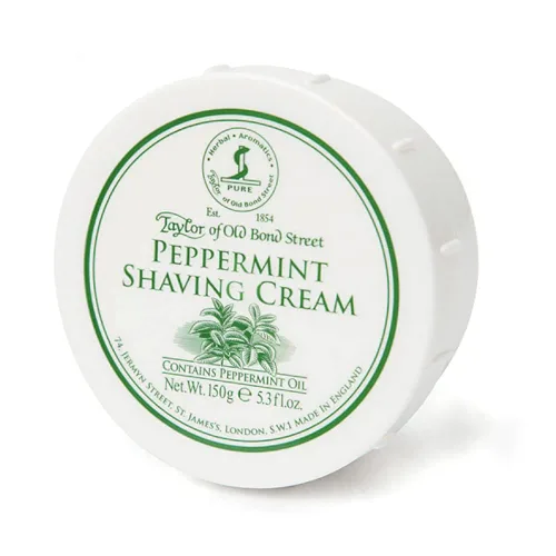 Crema de afeitar Taylor of Old Bond Street, tazón de 5.3 onzas, 01018, Peppermint, 1