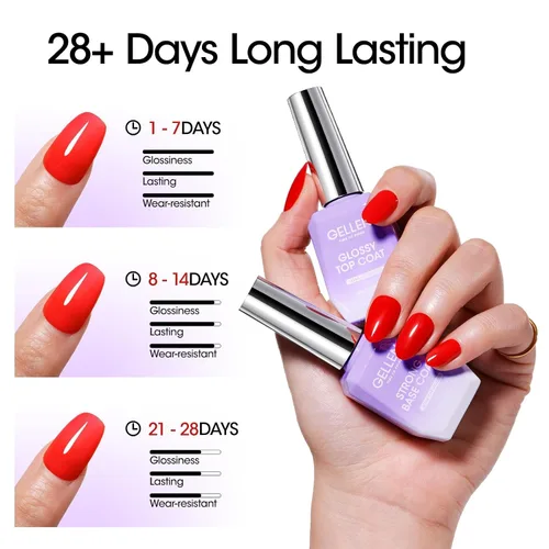 Miniatura 7 de GELLEN - Juego de capa base y capa superior de gel para uñas, 2 piezas de 18 ml, capa superior y base de gel de uñas de alta calidad, no necesita