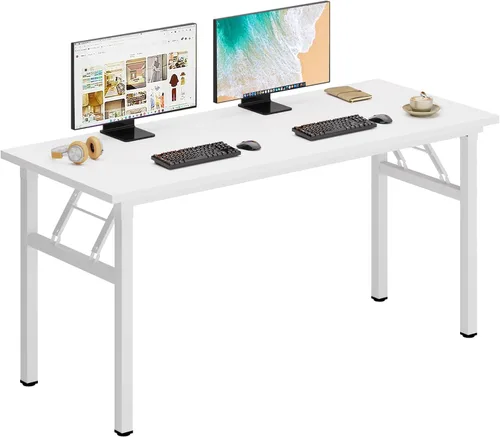 Miniatura 23 de DlandHome - Mesa plegable para computadora de 47 pulgadas, escritorio portátil, mesa de actividades, mesa de conferencias, escritorio de oficina