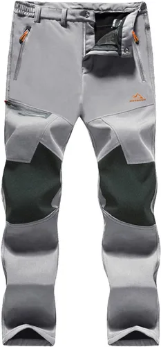 MAGCOMSEN Pantalones de invierno para hombre, con forro polar, resistentes al agua, 4 bolsillos con cremallera, pantalones para exteriores