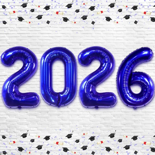 Miniatura 16 de Katchon, Globos gigantes negros grandes 2026 – 42 pulgadas Globos de graduación 2026 con globos de estrella negra para decoraciones de graduación