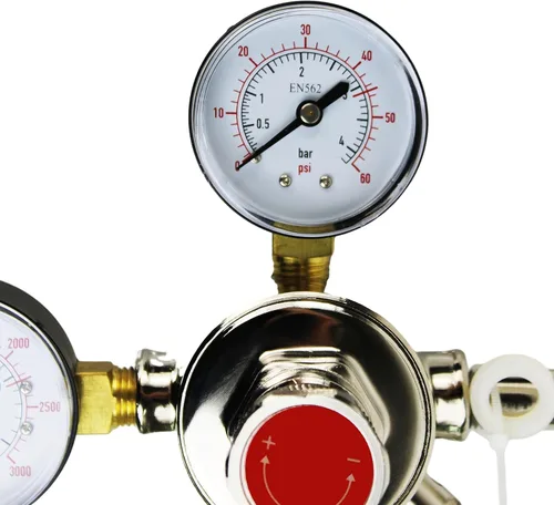 Miniatura 6 de HFS (R) Regulador de CO2 de doble calibre de alta resistencia, cromado, ajuste de flujo sin herramientas, presión ajustable de 0-60 PSI, seguridad