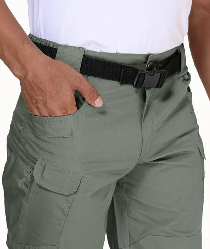 Miniatura 4 de URBEST Pantalones cortos tácticos para hombre, impermeables, transpirables, de secado rápido, para senderismo, pesca, con múltiples bolsillos