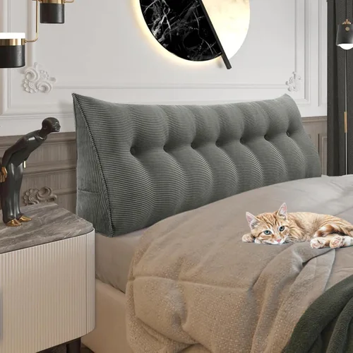 Miniatura 33 de Almohada de cuña gruesa de 14 libras tamaño King para cabecero, posicionador de cuerpo, almohada de lectura triangular para sentarse en la cama