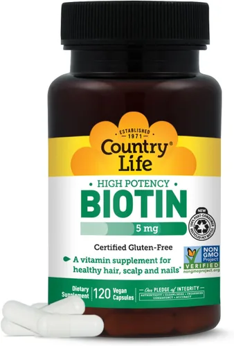 Miniatura 9 de Country Life Cápsulas veganas de biotina de alta potencia 5 mg, 60 CT