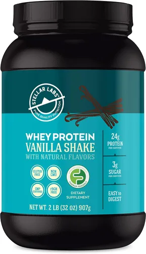 Miniatura 7 de Stellar Labs Proteína de suero en polvo con BCAA y aislado de suero Certificado bajo en FODMAP, sin OMG, sin gluten, sin soja, bajo