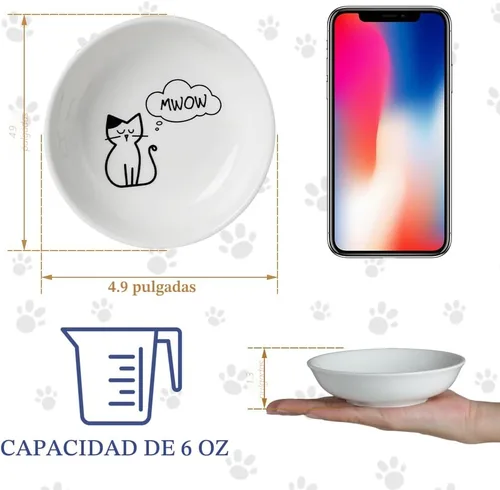 Miniatura 2 de HAPPY KIT 2 piezas Cuencos Pequeños para Gatos, Cuenco de Comida para Gatos de 5 Pulgadas para Gatos de Interior, Lindo Juego de Platos/Plato/Platos