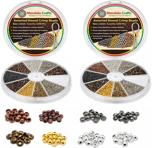 Miniatura 8 de Mandala Crafts Cuentas engarzadas para joyería – 3000 piezas de 0.059 in 0.079 in 0.079 in 0.098 in tono dorado tubos crimpadores – topes de cuentas