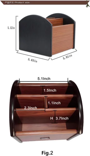 Tenedor de control remoto giratorio, soporte de pluma para escritorio, organizador de almacenamiento remoto de madera, carrito de control remoto de