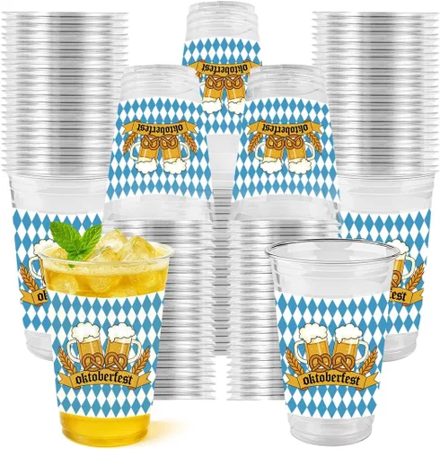 Miniatura 10 de 60 piezas Tazas del 4 de julio, vasos de plástico patrióticos de 16 oz con estrellas rojas, blancas y azules, decoraciones para suministros