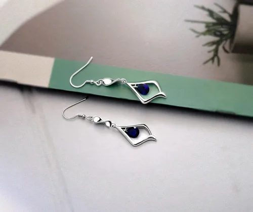 Miniatura 4 de Pendientes colgantes de plata de ley 925 con placa de oro de piedras preciosas para mujer Latón Metal Base Latón cristal