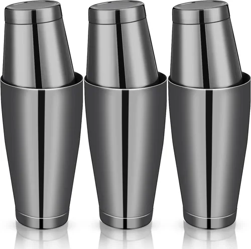 Sabary Juego de 6 cocteleras profesionales Boston de acero inoxidable, mezclador de bebidas Martini, herramienta básica, batido ponderado, juego de