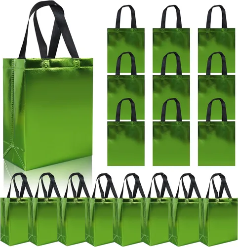 Miniatura 9 de cabzymx 18 bolsas de regalo pequeñas azul brillante, 8 x 3.9 x 9.8 pulgadas, bolsa de regalo reutilizable a granel con base resistente, bolsas
