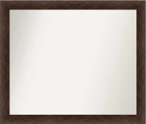 Miniatura 466 de Amanti Art Espejo de pared personalizado no biselado (24 x 27 pulgadas), marco estrecho de nogal chipre - varios tamaños personalizados - Espejo