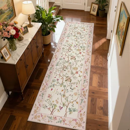 Miniatura 81 de Jinchan Alfombra Floral de Pasillo, 2x5, Alfombras Antideslizantes Lavables a Máquina, Alfombra Suave de Pelo Bajo para Pasillo, Resistente a