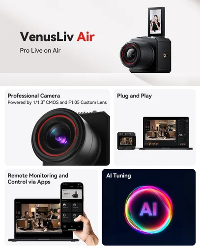 Miniatura 2 de Cámara de Transmisión en Vivo Hollyland VenusLiv Air, Lente Personalizada CMOS/F1.05 de 1/1.3", Salida de Video 4K30p/UVC/HDMI, Construida
