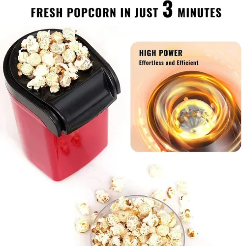 Miniatura 3 de Palomitas de maíz de aire caliente, mini máquina eléctrica de palomitas de maíz, sin aceite, hasta 8 tazas en minutos, bandeja de medición