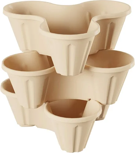 Pure Garden - Juego de 3 macetas apilables de 3 niveles que ahorran espacio, macetas verticales para hierbas y verduras para interiores y exteriores