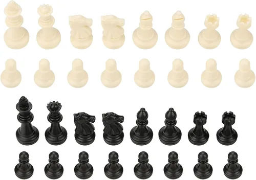 Miniatura 4 de Juego completo de 32 piezas de ajedrez en blanco y negro internacional, 32 piezas de ajedrez estándar de repuesto, piezas de ajedrez de plástico