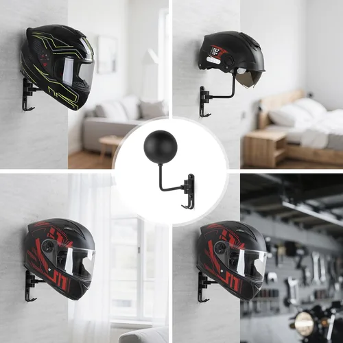 Miniatura 7 de PUERSI Soporte de pared para casco, rotación de 180°, para motocicleta, bicicleta, carreras, ropa exterior, exhibición de equipo deportivo