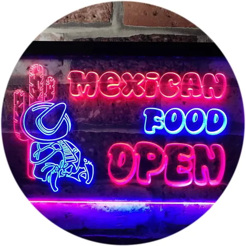 ADVPRO Letrero de neón LED de doble color, barra de cactus de comida mexicana, azul y rojo, 12 x 8.5 pulgadas st6s32-i0101-br