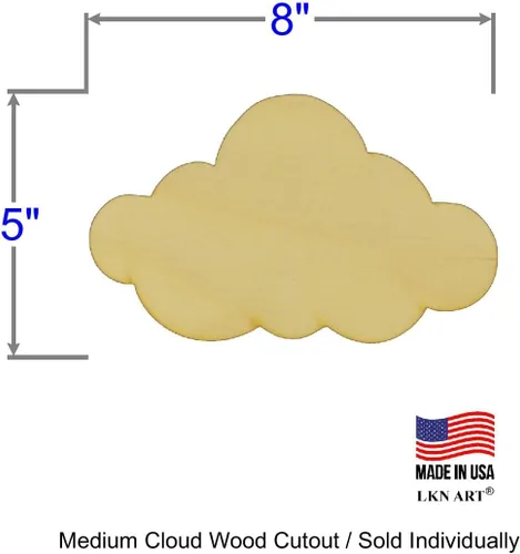 Miniatura 2 de Recorte de madera de nube sin terminar disponible en una variedad de tamaños y grosores (1/8 pulgadas de grosor, mediano 8 x 5 pulgadas
