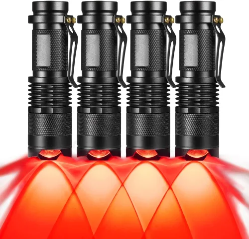 Paquete de 4 linternas de luz roja, 3 modos de linterna roja LDE roja para astronomía, observación nocturna y actividades al aire libre