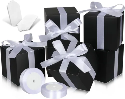 Miniatura 10 de Paquete de 50 cajas de regalo pequeñas, cajas de regalo de 2 x 2 x 2 pulgadas, cajas de regalo de papel marrón con tapas para regalos, manualidades